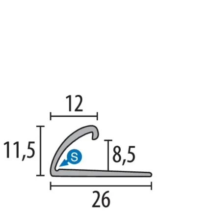 Profil diferenta de nivel Küberit 370 | terminatie 2,5-16,5 mm, autoadeziv sau cu surub