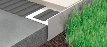 Profil de bordura pentru terase si alei pavate Proside Walk Progress Profiles | inchide marginea gresiei la nivel cu gazonul – aluminiu vopsit, h 10–20 mm, 10 culori, bara 2,7 m