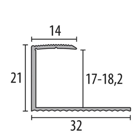Profil de bordurare Küberit 217 | incadrare 21 x 21 mm pentru marginea pardoselii – bara 0,9 m