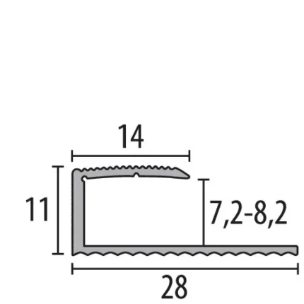 Profil bordurare mocheta Küberit 210 | margine pentru mocheta 7-8 mm, aluminiu si decor lemn – bare 0,9 / 2,7 m