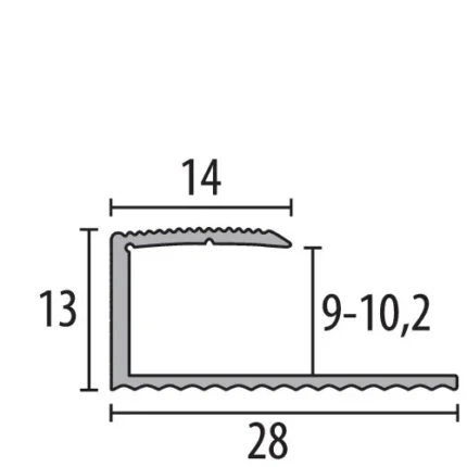 Profil bordurare mocheta Küberit 212 | margine pentru mocheta 9-10 mm, aluminiu – bare 0,9 / 2,7 m