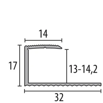 Profil bordurare mocheta Küberit 214 | margine pentru mocheta 13-14 mm, aluminiu si decor lemn – bare 0,9 / 2,7 m