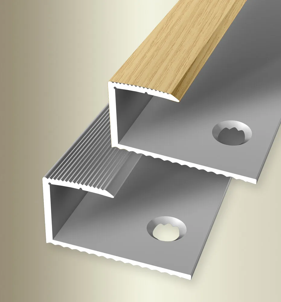 Profil bordurare mocheta Küberit 214 | margine pentru mocheta 13-14 mm, aluminiu si decor lemn – bare 0,9 / 2,7 m Profil bordurare mocheta Küberit 214 | margine pentru mocheta 13-14 mm, aluminiu si decor lemn – bare 0,9 / 2,7 m
