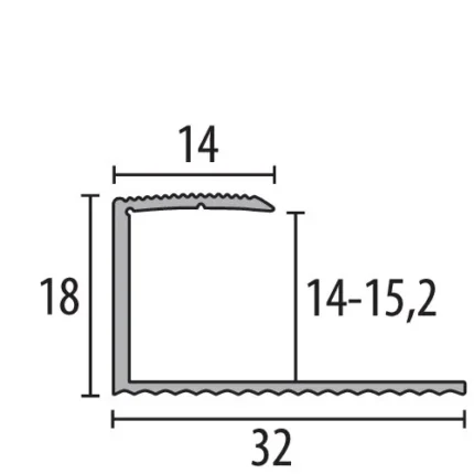 Profil bordurare mocheta Küberit 215 | margine pentru mocheta 14-15 mm, aluminiu si decor lemn – bare 0,9 / 2,7 m