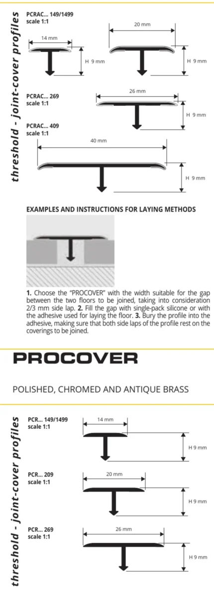 Profil T mascare rost Procover Progress Profiles | aluminiu anodizat | bara 2,7 m
