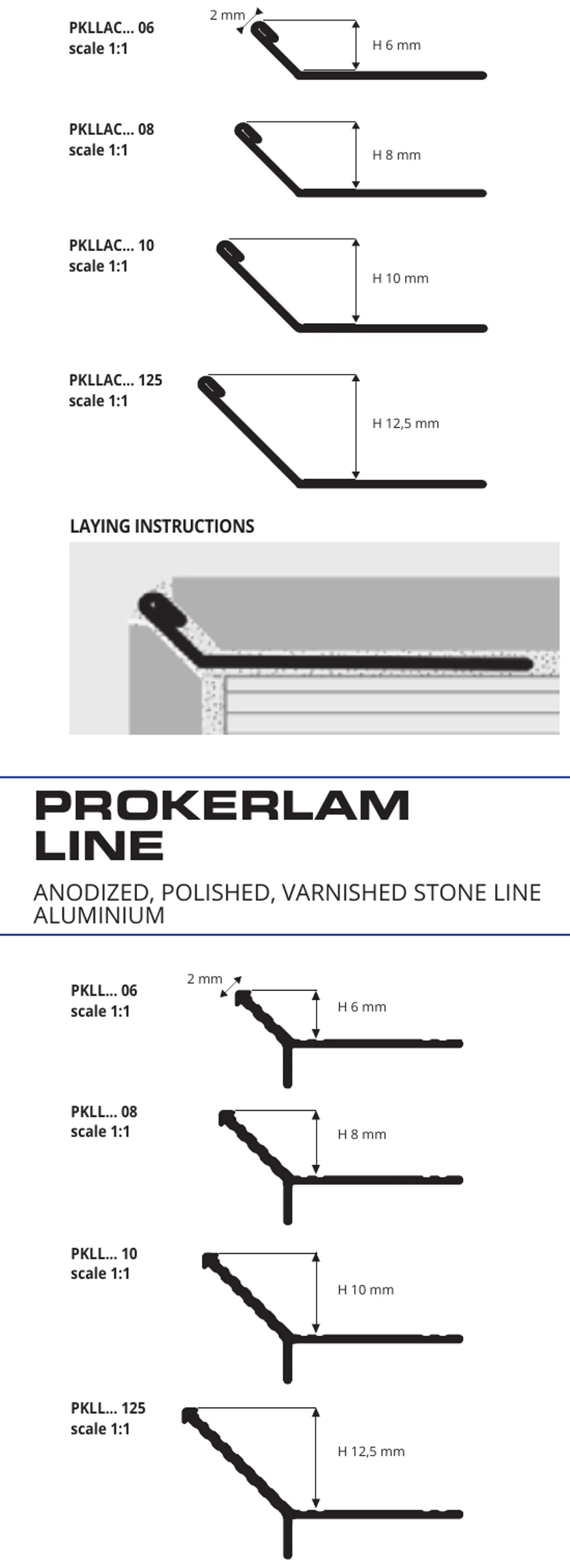 Profil colt exterior placi ceramice subtiri taiate la 45 grade Prokerlam Line Progress Profiles | inox lucios sau periat AISI 304, aluminiu anodizat, cromat si color Stone Line | H 4,5–12,5 mm, bara 2,7 m profil placi subtiri prokerlam progress schita - Profil colt exterior placi ceramice subtiri taiate la 45 grade Prokerlam Line Progress Profiles | inox lucios sau periat AISI 304, aluminiu anodizat, cromat si color Stone Line | H 4,5–12,5 mm, bara 2,7 m