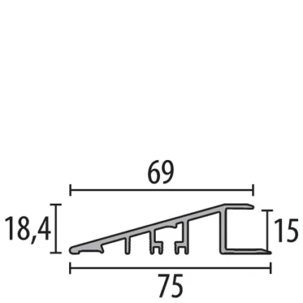 Profil rampa aluminiu Küberit 263 | trecere cu diferenta de nivel, bara 3 m