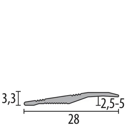 Profil rampa Küberit 264 | compensare diferenta de nivel, aluminiu – bara 2,7 m