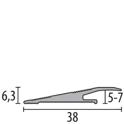 Profil rampa Küberit 265 | compensare diferenta de nivel, aluminiu – bara 2,7 m