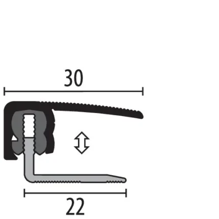 Profil terminatie cu clip Küberit 787 FCS | terminatie pentru pardoseli de 7-18 mm, inclusiv decor stejar – bare 0,9 / 2,7 m