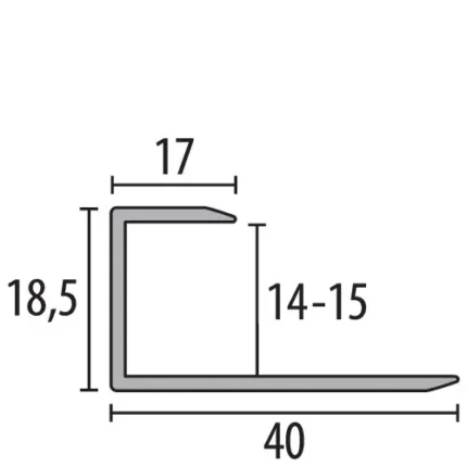 Profil rost glisant Küberit 204 | rost de miscare 18,5 x 18,5 mm pentru pardoseli – bara 0,9 m