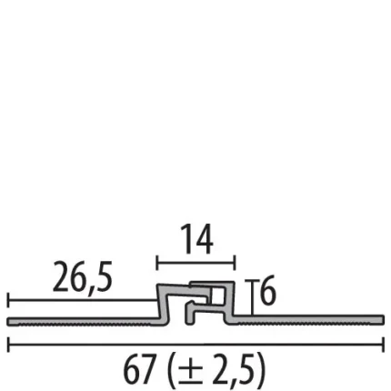 Profil rost de miscare Kuberit 319 | rost de dilatatie 7,5 x 7,5 mm cu talpa stantata – bara 2,7 m