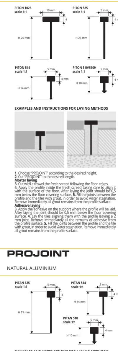 Profil rost pardoseli Projoint Progress Profiles | aluminiu cu insertie | bara 2,7 m