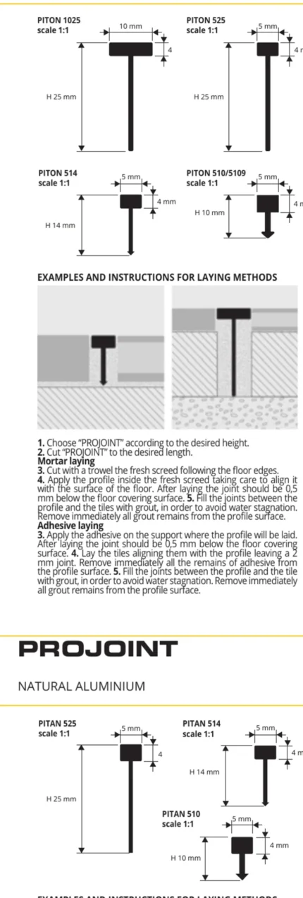 Profil rost pardoseli Projoint Progress Profiles | aluminiu cu insertie | bara 2,7 m