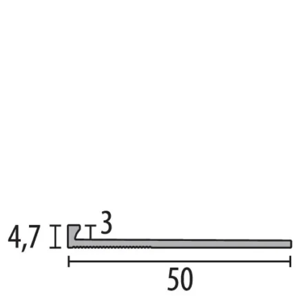 Profil rost sapa Küberit 986 | acopera rostul perimetral al sapei, 50 mm latime, h 4,7 mm – bara 3 m