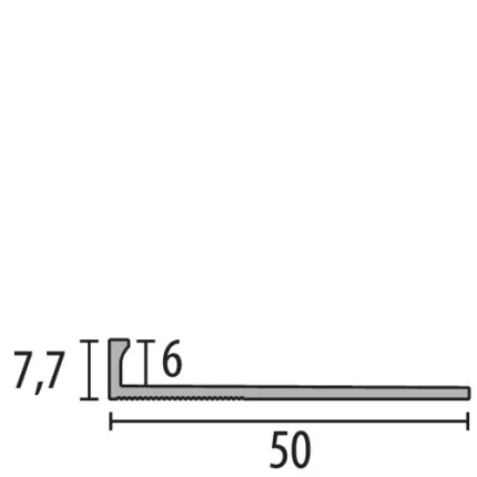 Profil rost sapa Küberit 988 | acopera rostul perimetral al sapei, 50 mm latime, h 7,7 mm – bara 3 m
