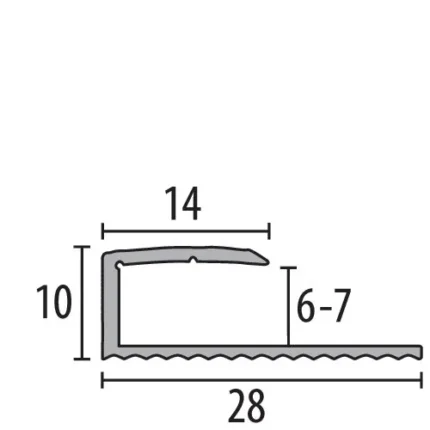 Profil rost de separare Küberit 192 | delimitare intre finisaje, 10 x 10 mm – bara 2,7 m