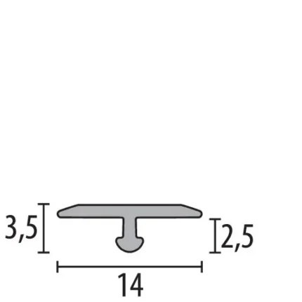 Profil T curbabil Kuberit 289 | profil T flexibil 14 x 3,5 mm pentru rosturi curbe – bara 2,5 m
