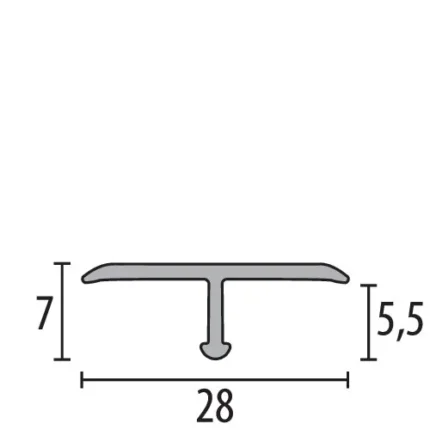 Profil T curbabil Kuberit 293 | profil T flexibil 7 x 7 mm pentru rosturi si delimitari – bara 2,7 m