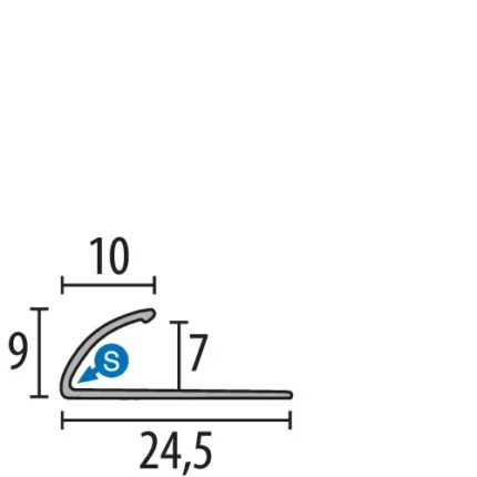 Profil de terminatie si bordurare Küberit 390 | profil 24,5 x 9 mm, si varianta autoadeziva SK – bara 0,9 m