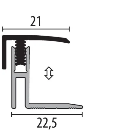 Profil terminatie cu clip Küberit 563 Mono-Clip | terminatie fara suruburi vizibile pentru pardoseli de 17-22 mm, SET cu profil de ghidaj – bare 1 / 2 / 3 m