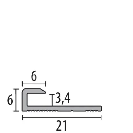 Profil de terminatie Küberit 800 | inchidere 6 x 6 mm pentru placari de perete – bara 2,6 m