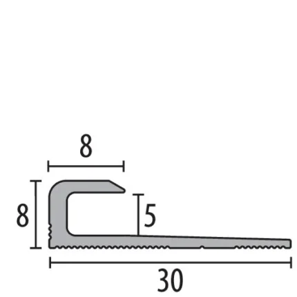 Profil de terminatie Küberit 802 | inchidere 8 x 8 mm, variante curbabila EB si U – bara 2,6 m