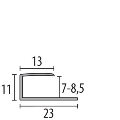 Profil de terminatie pardoseala Küberit 010 | bagheta de margine 11 x 11 mm pentru mocheta, vinil si LVT de 7-8,5 mm, aluminiu eloxat – bara 2,70 m