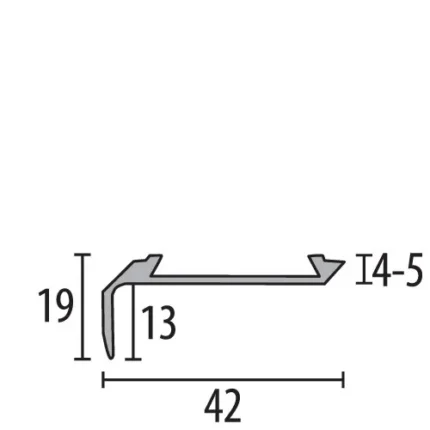 Profil treapta aluminiu Küberit 701 | protectie muchie trepte, 2,5 si 5 m