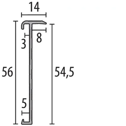 Profil treapta cu colturi rotunde Küberit 846 | muchie lata 56 mm + colturi prefabricate – bara 3 m