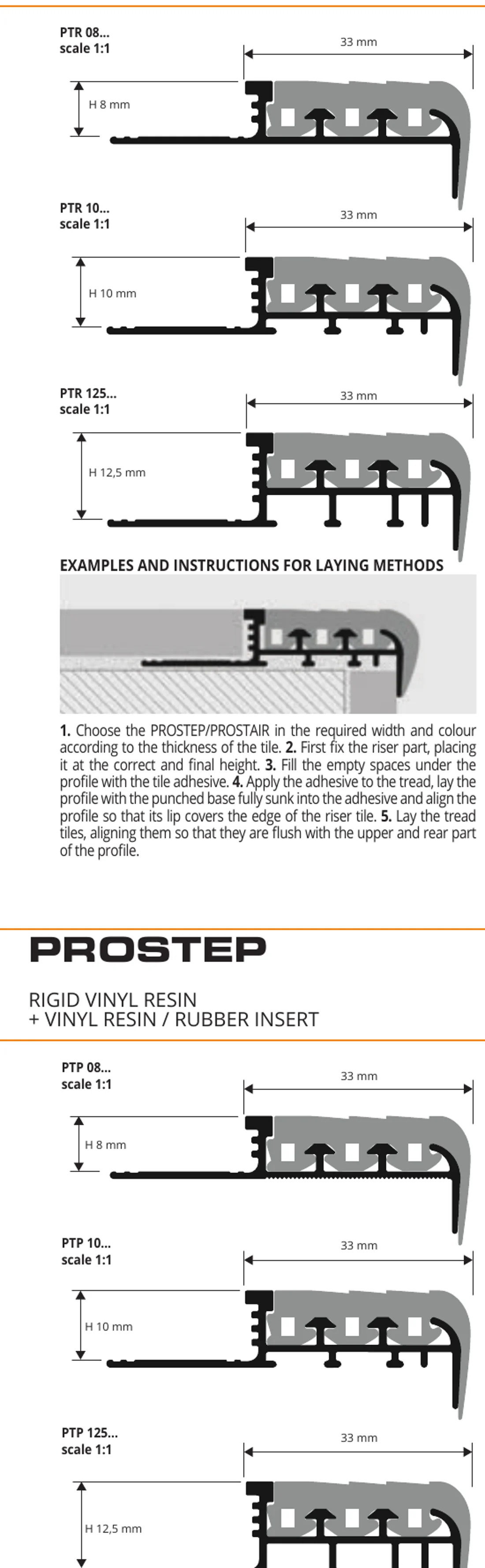 Profil treapta gresie complet Prostep Progress Profiles | aluminiu cu insert PVC antiderapant | bara 2,7 m profil treapta complet prostep progress schita - Profil treapta gresie complet Prostep Progress Profiles | aluminiu cu insert PVC antiderapant | bara 2,7 m