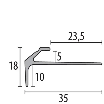 Profil treapta decorativ Küberit 855 | nas Deko ingust 18 mm, 6 finisaje – bare 2,5 / 5 m