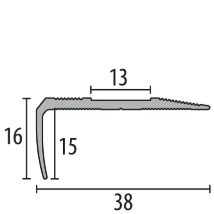Profil treapta cu insert antiderapant Küberit 711 | pentru banda de cauciuc, 1-3 m