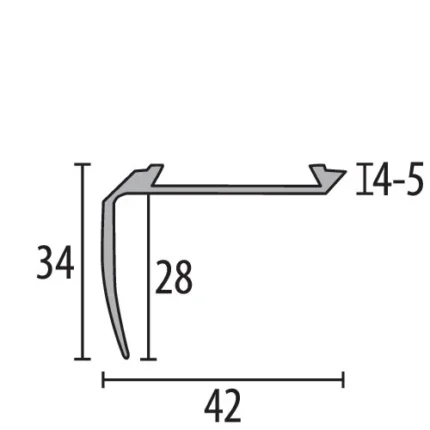 Profil treapta Küberit 702 | nas de treapta aluminiu anodizat, sistem SBS – bara 2,5 m