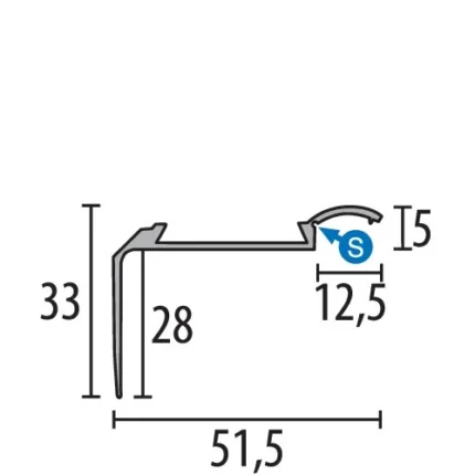 Profil treapta Küberit 703 | nas de treapta aluminiu anodizat, sistem SBS – bara 2,5 m