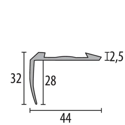 Profil treapta Küberit 705 | nas de treapta aluminiu anodizat, sistem SBS – bara 2,5 m