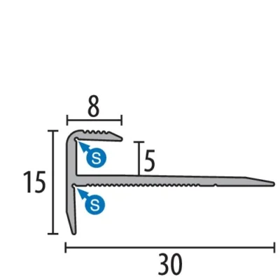 Profil treapta Küberit 807 | nas de treapta aluminiu, protectie muchie – bara 1 m si 2,5 m