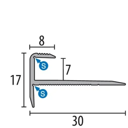 Profil treapta Küberit 808 | nas de treapta aluminiu, sistem SBS – bara 1 m si 2,5 m
