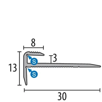 Profil treapta Küberit 809 | nas de treapta aluminiu anodizat – bara 1 m si 2,5 m