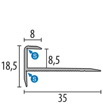 Profil treapta Küberit 810 | nas de treapta aluminiu anodizat – bara 1 m si 2,5 m