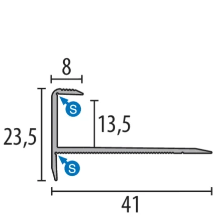 Profil treapta Küberit 812 | nas de treapta aluminiu, protectie muchie scara – bara 1 m si 2,5 m