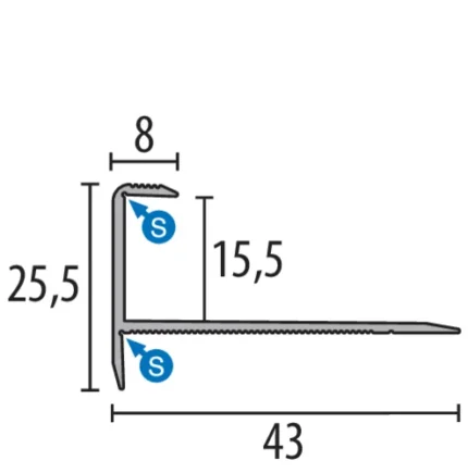 Profil treapta Küberit 813 | nas de treapta aluminiu, sistem SBS – bare 1 / 2,5 m