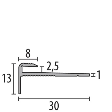 Profil treapta Küberit 814 | nas de treapta 30 x 30 mm – bare 2,5 / 5 m