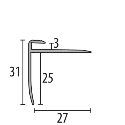 Profil treapta Küberit 815 | nas de treapta aluminiu anodizat – bara 2,5 m
