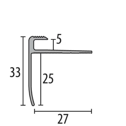 Profil treapta Küberit 816 | nas de treapta aluminiu anodizat – bara 2,5 m