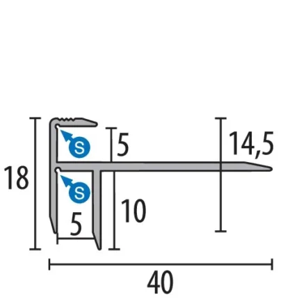 Profil treapta Küberit 830 | nas de treapta aluminiu, sistem SBS – bare 1 / 2,5 m