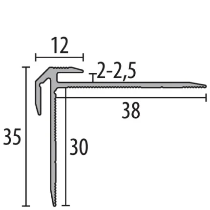 Profil treapta Küberit 832 | nas de treapta aluminiu, sistem SBS – bare 1 / 2,5 m