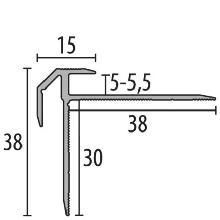 Profil treapta Küberit 835 | nas de treapta aluminiu, sistem SBS – bare 1 / 2,5 m