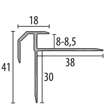 Profil treapta Küberit 838 | nas de treapta aluminiu, sistem SBS – bare 1 / 2,5 m