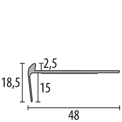 Profil treapta Küberit 859 | nas 18,5 mm cu colturi rotunde prefabricate si varianta curbabila – bare 1 / 2,5 / 5 m